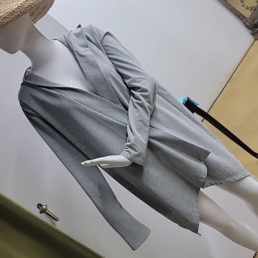 LA Movers Comfy Oversized Open Long Asymmetrical Grey Cardigan Size Large